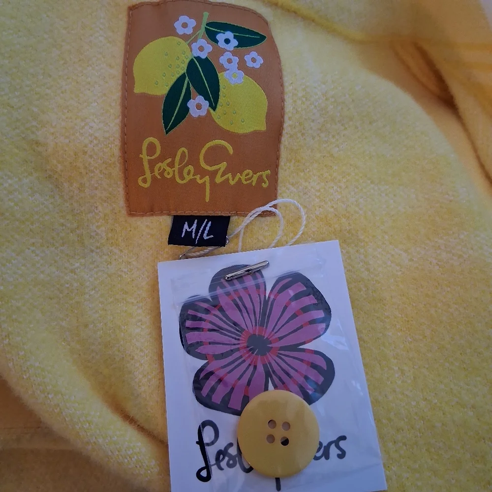 Lesley Evers Natalie Coat In Lemon Yellow Plaid Size Medium NWT - Picture 6 of 13